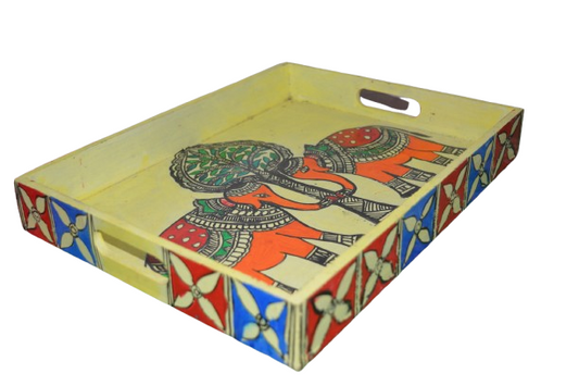 Madhubani painting | Yellow Tray