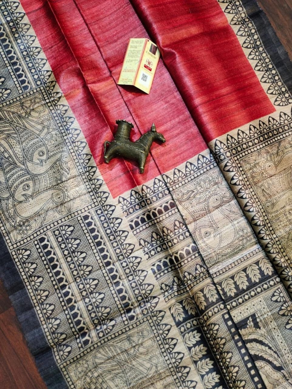 Madhubani Tussar Ghicha Silk Saree