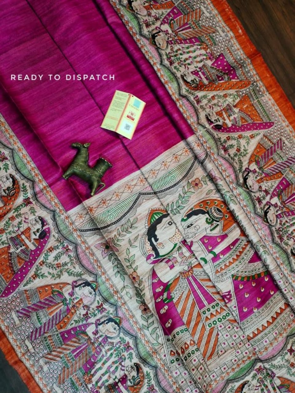 Madhubani Tussar Ghicha Silk Saree